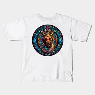 Stained Glass Dragon #11 Kids T-Shirt